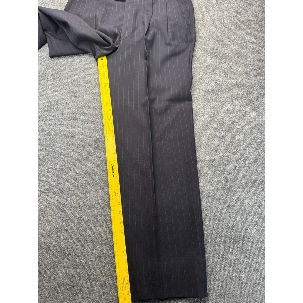 Unbranded Mens Suit 42R 38x31 Navy Pinstripe 3 Button Pleated Trousers Career